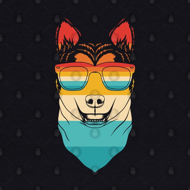 Dog Retro Husky by Dojaja